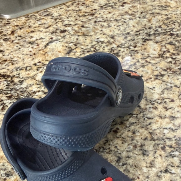 CROCS Navy Clogs with Colorful Vehicle Charms - Picture 11 of 13